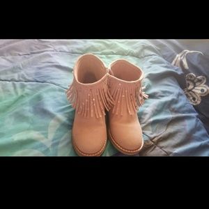 Pink fringe boots
